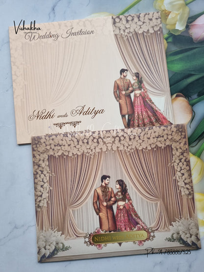 Dulah Dulhan Hindu Sikh Colored invitation Cards LN-896