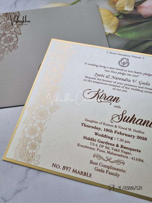 Single Insert Hindu Muslim Christian Sikh invitation Cards LN-897