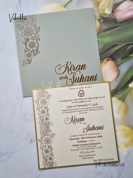 Single Insert Hindu Muslim Christian Sikh invitation Cards LN-898