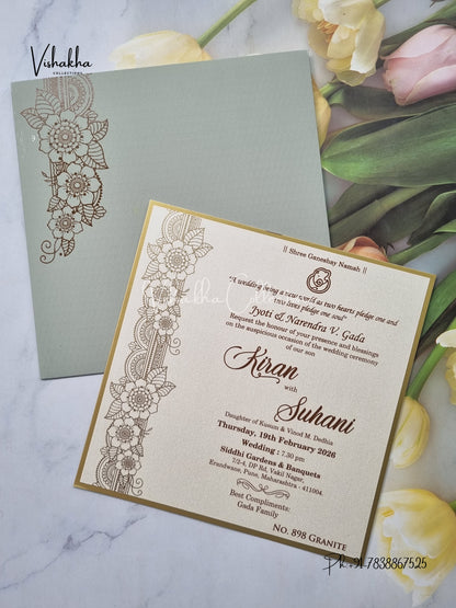 Single Insert Hindu Muslim Christian Sikh invitation Cards LN-898