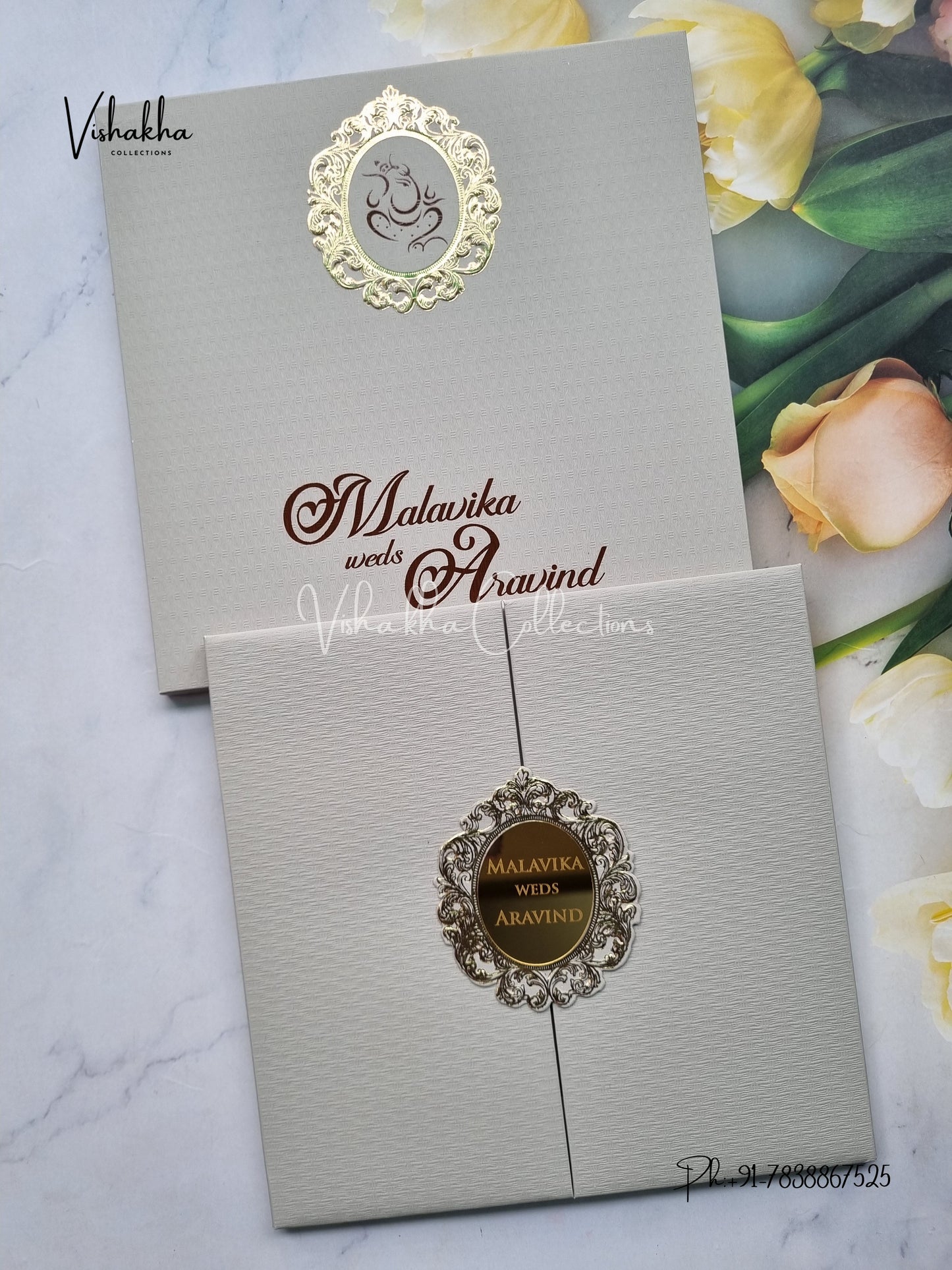 Double Door Hindu Muslim Christian Sikh Padded Colored invitation Cards LN-899