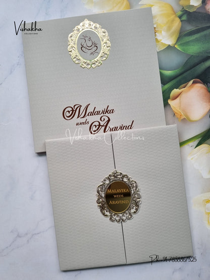 Double Door Hindu Muslim Christian Sikh Padded Colored invitation Cards LN-899