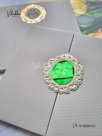 Double Door Hindu Muslim Christian Sikh Padded Colored invitation Cards LN-899