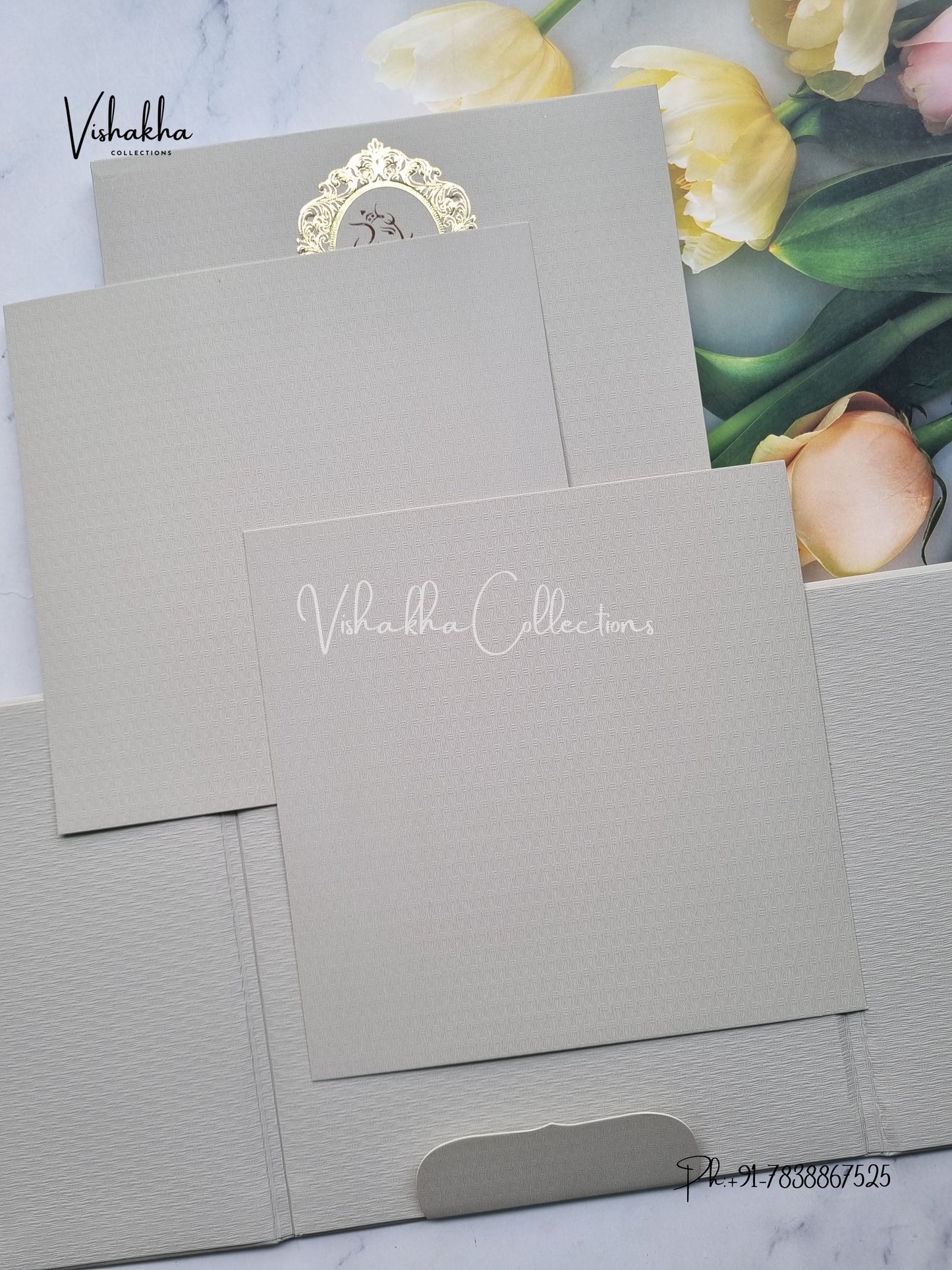 Double Door Hindu Muslim Christian Sikh Padded Colored invitation Cards LN-899