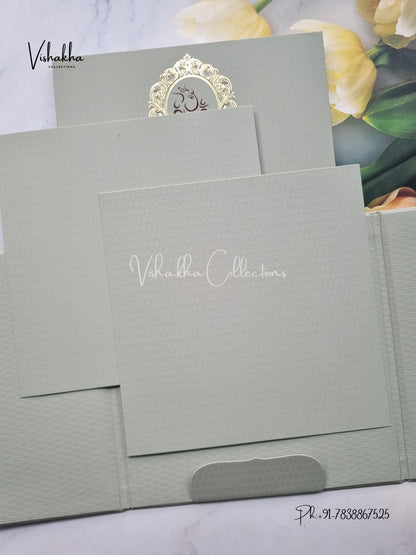 Double Door Hindu Muslim Christian Sikh Padded Colored invitation Cards LN-900