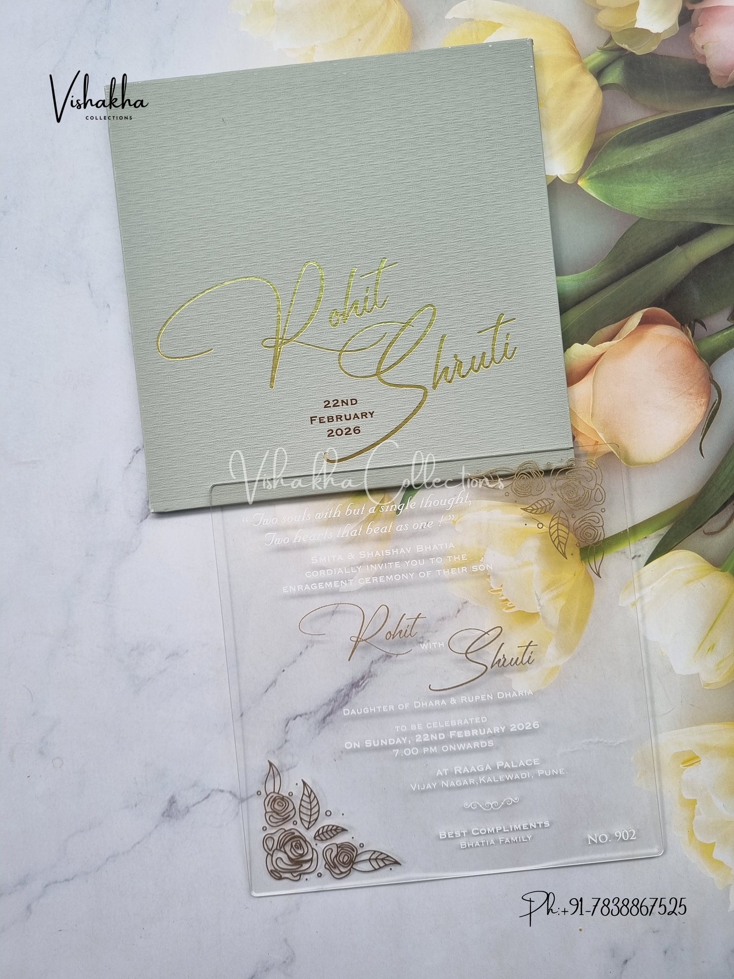 Hindu Muslim Christian Sikh Acrylic invitation Cards LN-902