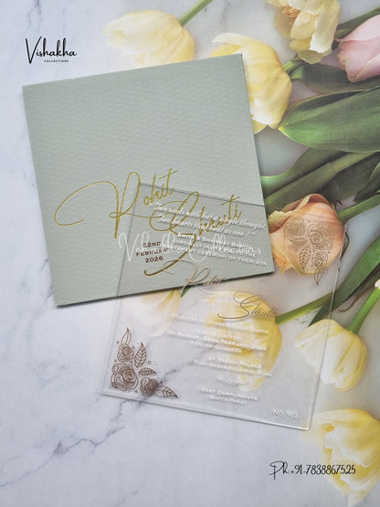 Hindu Muslim Christian Sikh Acrylic invitation Cards LN-902