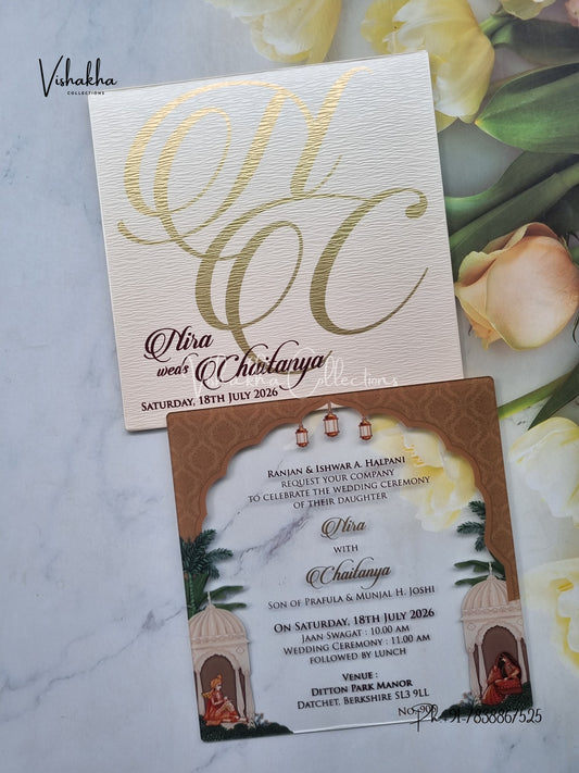 Dulah Dulhan Hindu Sikh Acrylic invitation Cards LN-905