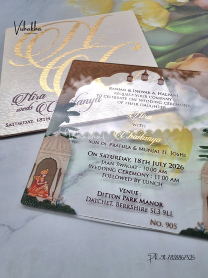 Dulah Dulhan Hindu Sikh Acrylic invitation Cards LN-905