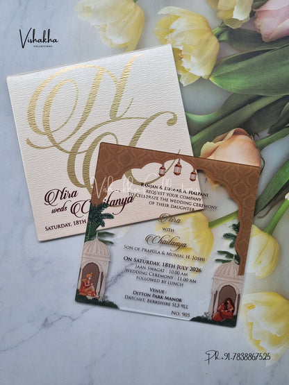 Dulah Dulhan Hindu Sikh Acrylic invitation Cards LN-905