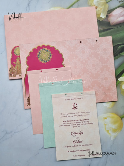 Hathi Hindu Sikh MDF Board Laser Cut Named MDF Laser Cut Colored invitation Cards LN-909