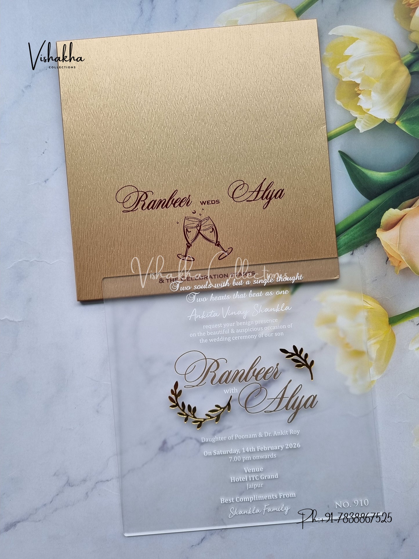 Hindu Muslim Christian Sikh Acrylic Colored invitation Cards LN-910