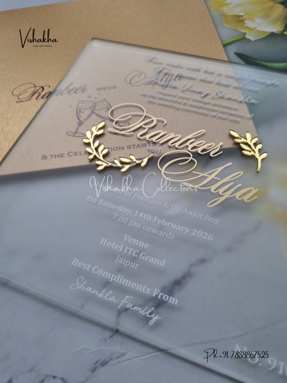 Hindu Muslim Christian Sikh Acrylic Colored invitation Cards LN-910