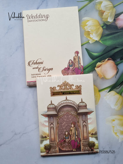 Dulah Dulhan Hindu Muslim Christian Sikh Padded Colored invitation Cards LN-913