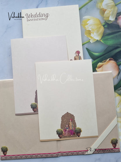 Dulah Dulhan Hindu Muslim Christian Sikh Padded Colored invitation Cards LN-913