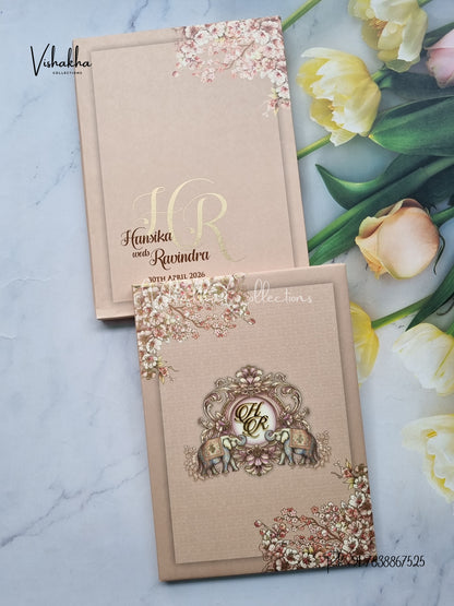 Hathi Hindu Muslim Christian Sikh Padded Colored invitation Cards LN-914