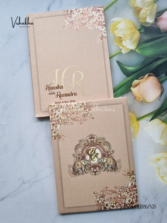 Hathi Hindu Muslim Christian Sikh Padded Colored invitation Cards LN-914