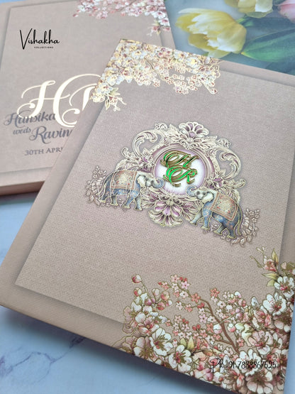 Hathi Hindu Muslim Christian Sikh Padded Colored invitation Cards LN-914