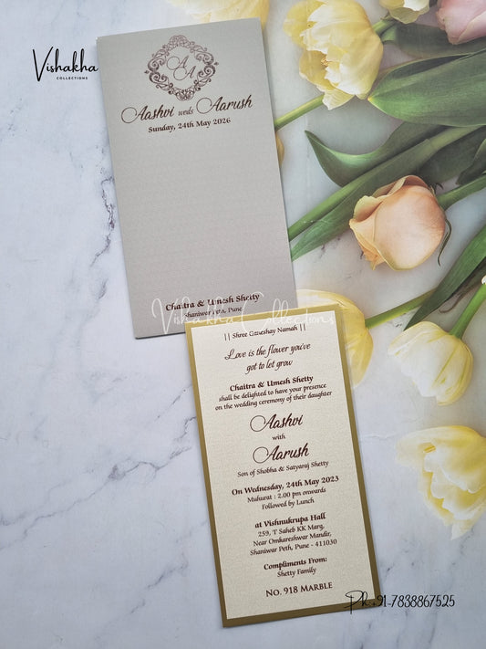 Single Insert Hindu Muslim Christian Sikh Colored invitation Cards LN-918