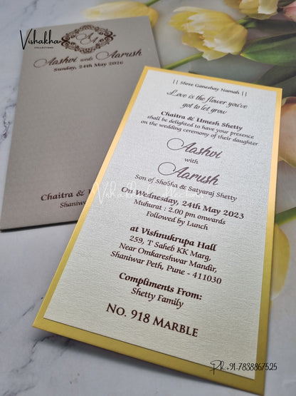 Single Insert Hindu Muslim Christian Sikh Colored invitation Cards LN-918