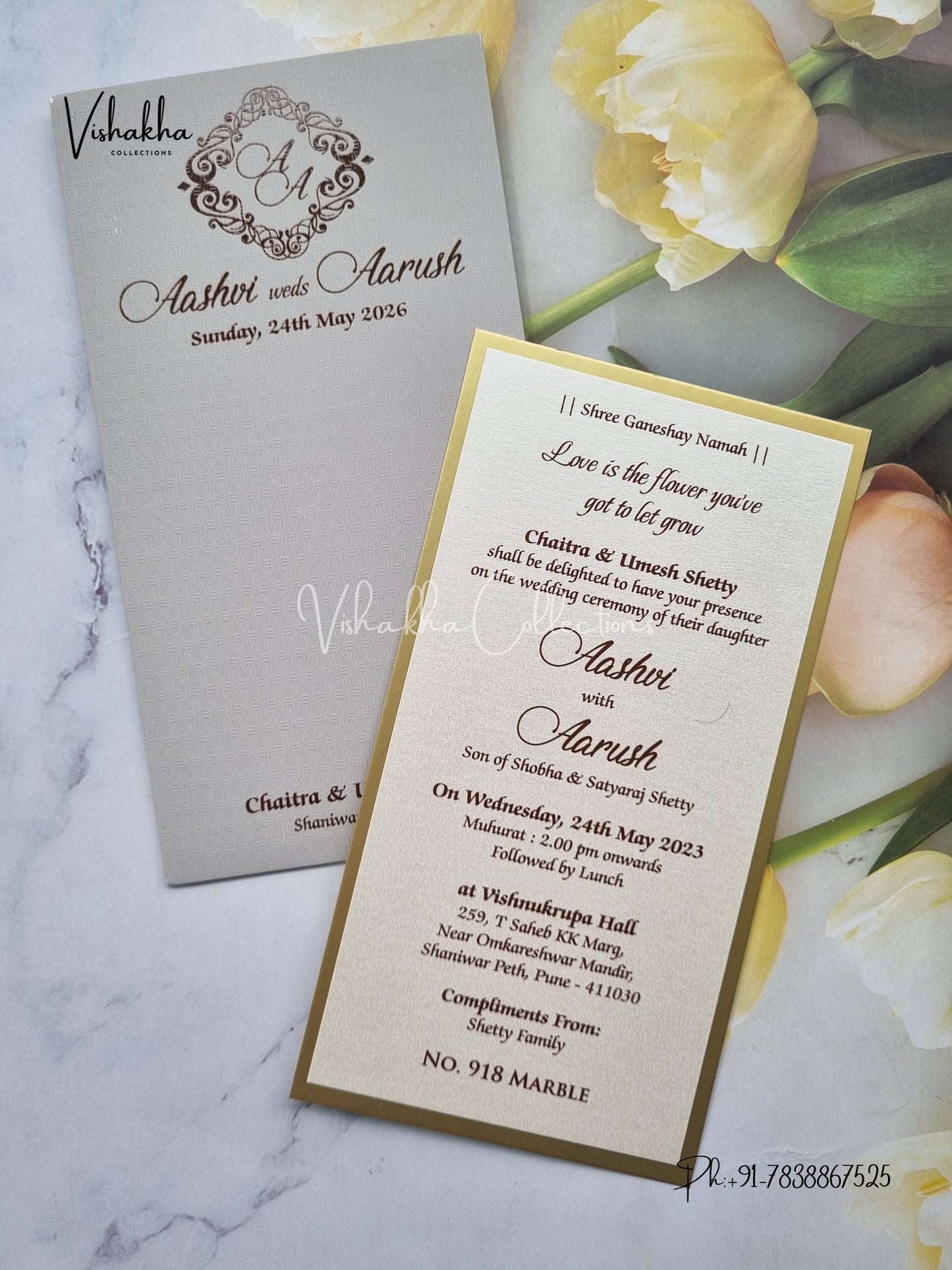 Single Insert Hindu Muslim Christian Sikh Colored invitation Cards LN-918