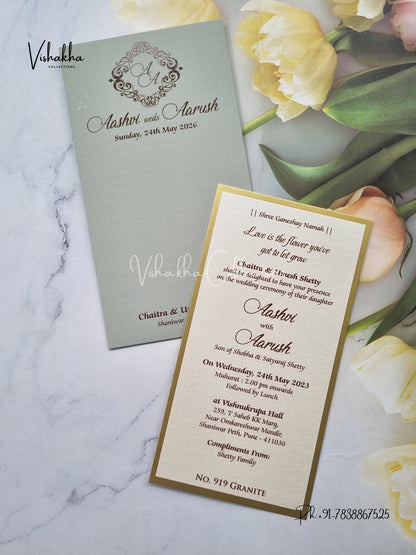 Single Insert Hindu Muslim Christian Sikh Colored invitation Cards LN-919