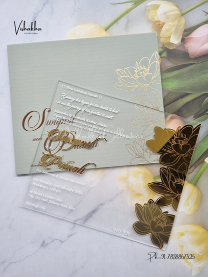 Hindu Muslim Christian Sikh Acrylic Colored invitation Cards LN-920