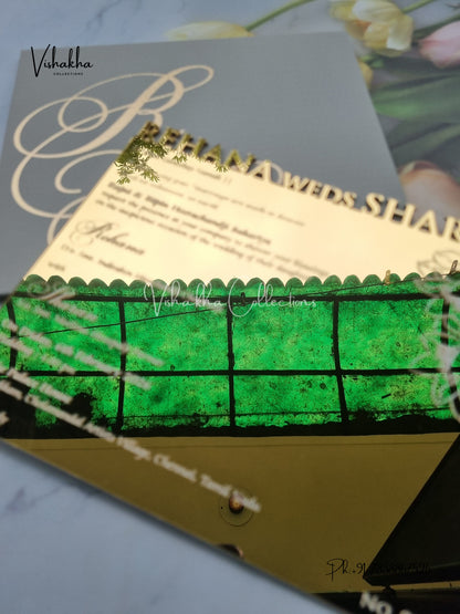 Hindu Muslim Christian Sikh Acrylic Colored invitation Cards LN-921