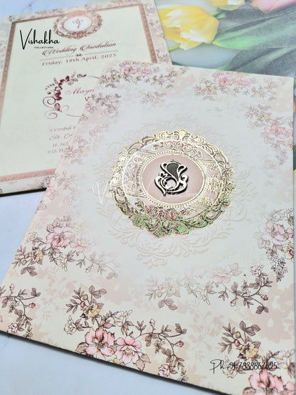 Flower Hindu Muslim Christian Sikh Greyish Green Colored invitation Cards NA-1125-127