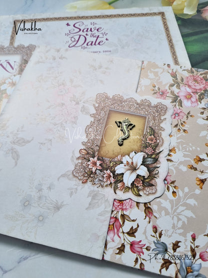 Semi Box Flower Double Door Hindu Muslim Christian Sikh Multicolor Colored invitation Cards NA-1125-132