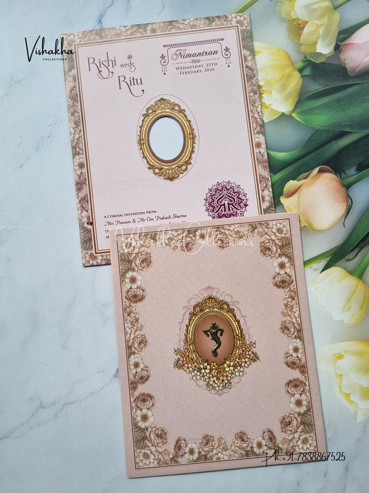 Flower Hindu Muslim Christian Sikh Liliac Colored invitation Cards NA-1125-139