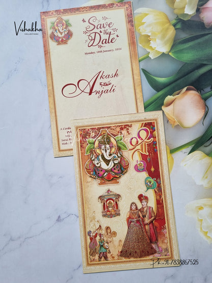 Ganesh Ji Dulah Dulhan Hindu Multicolor Colored invitation Cards NA-1125-144