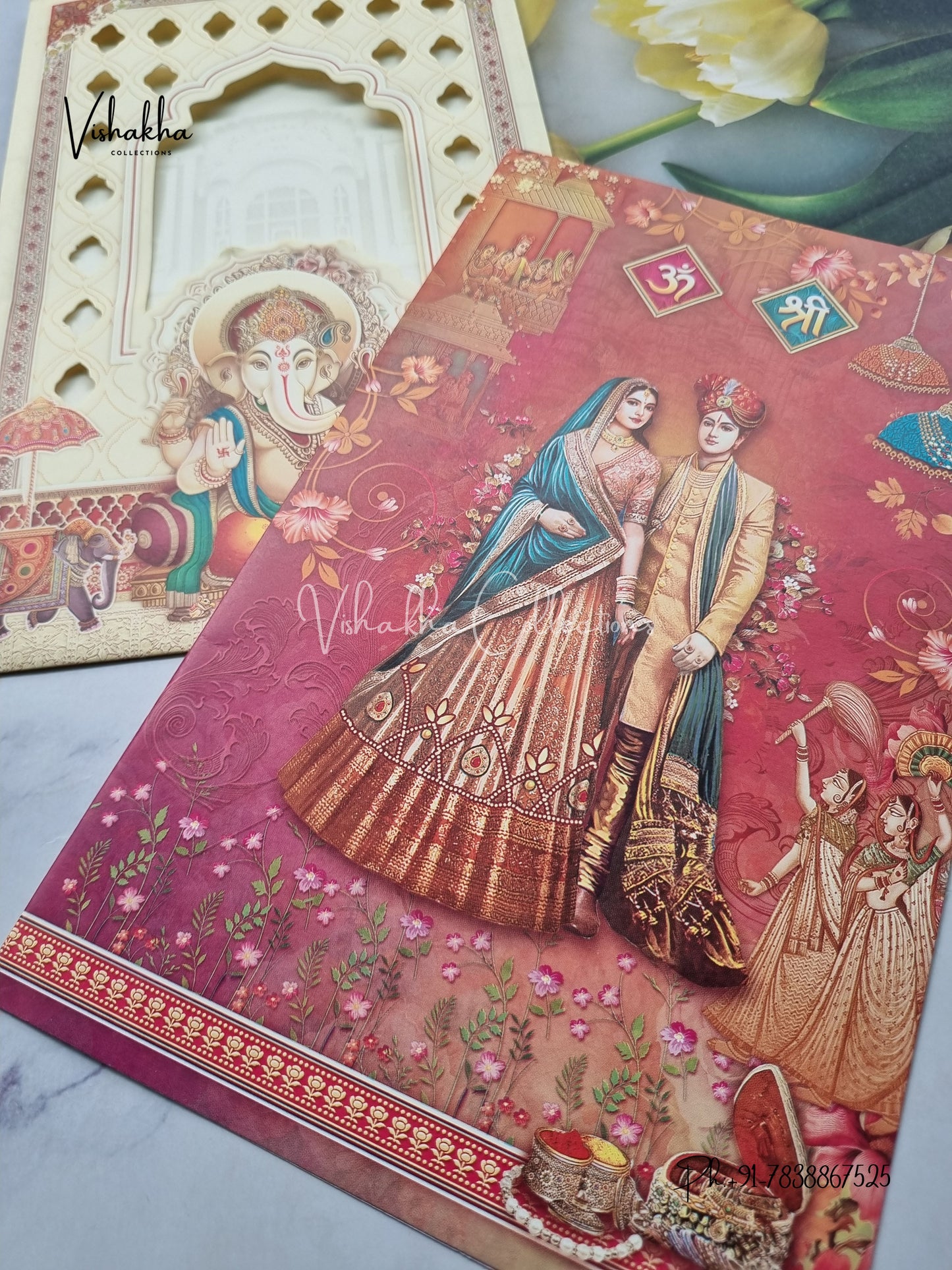 Ganesh Ji Dulah Dulhan Hindu Carry Bag Multicolor Colored invitation Cards NA-1125-159