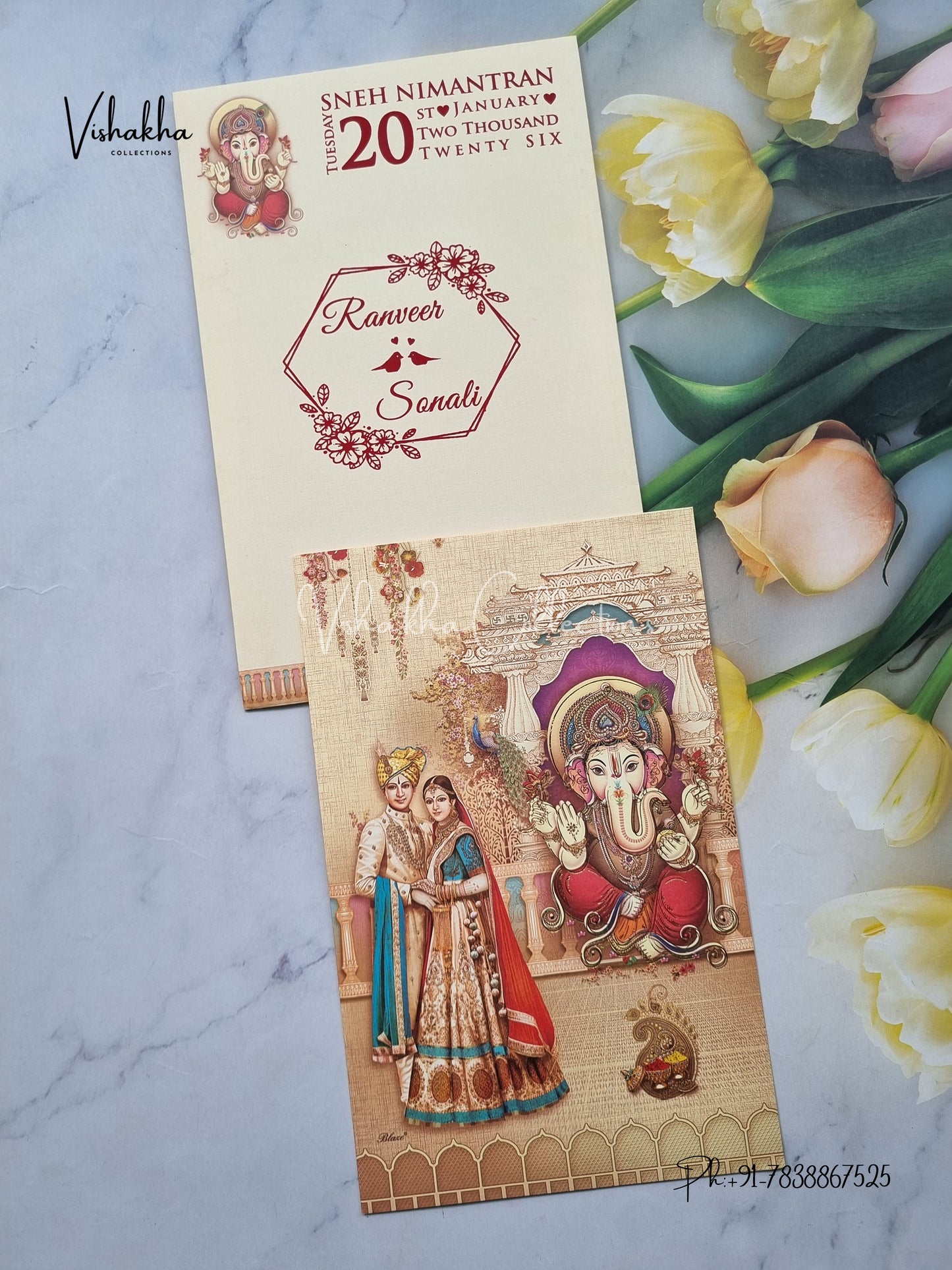 Dulah Dulhan Hindu Light Yellow Colored invitation Cards NA-1125-33