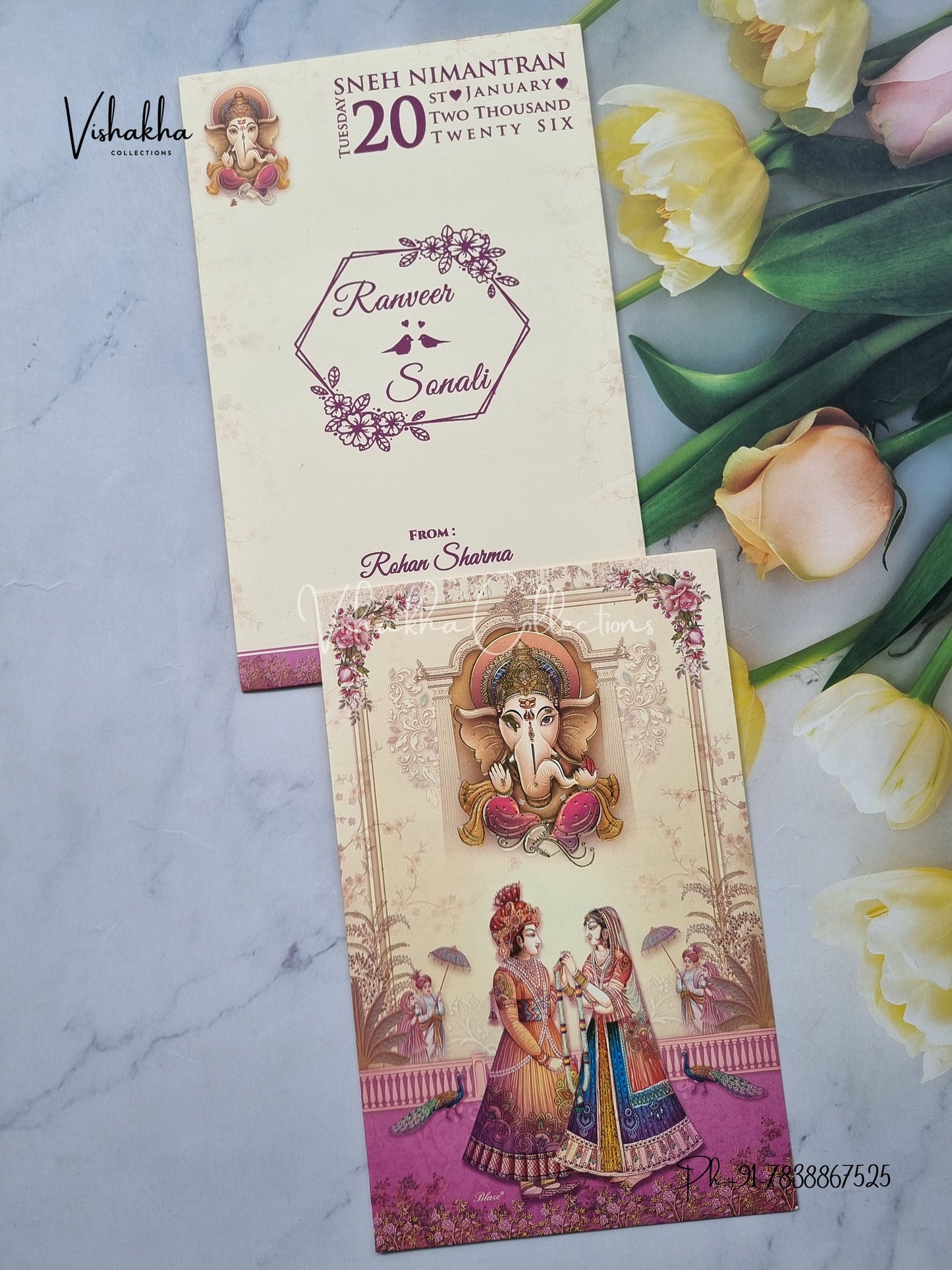 Dulah Dulhan Hindu Light Yellow Colored invitation Cards NA-1125-34