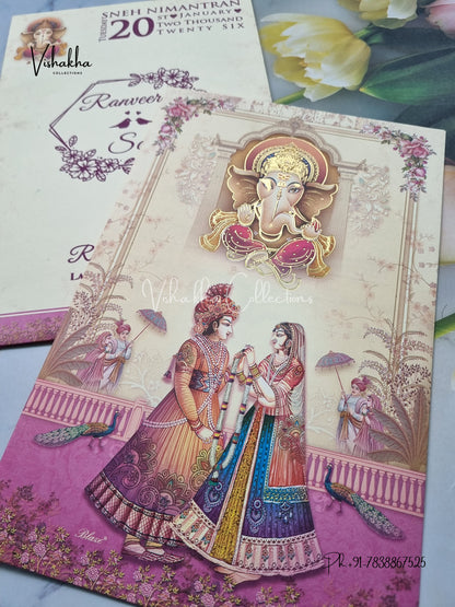 Dulah Dulhan Hindu Light Yellow Colored invitation Cards NA-1125-34