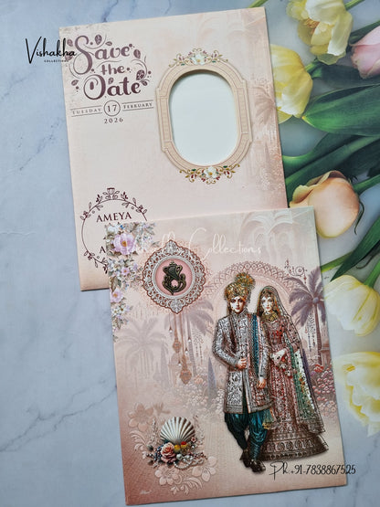 Dulah Dulhan Hindu Light Pink Colored invitation Cards NA-1125-44