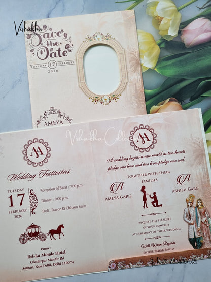 Dulah Dulhan Hindu Light Pink Colored invitation Cards NA-1125-44