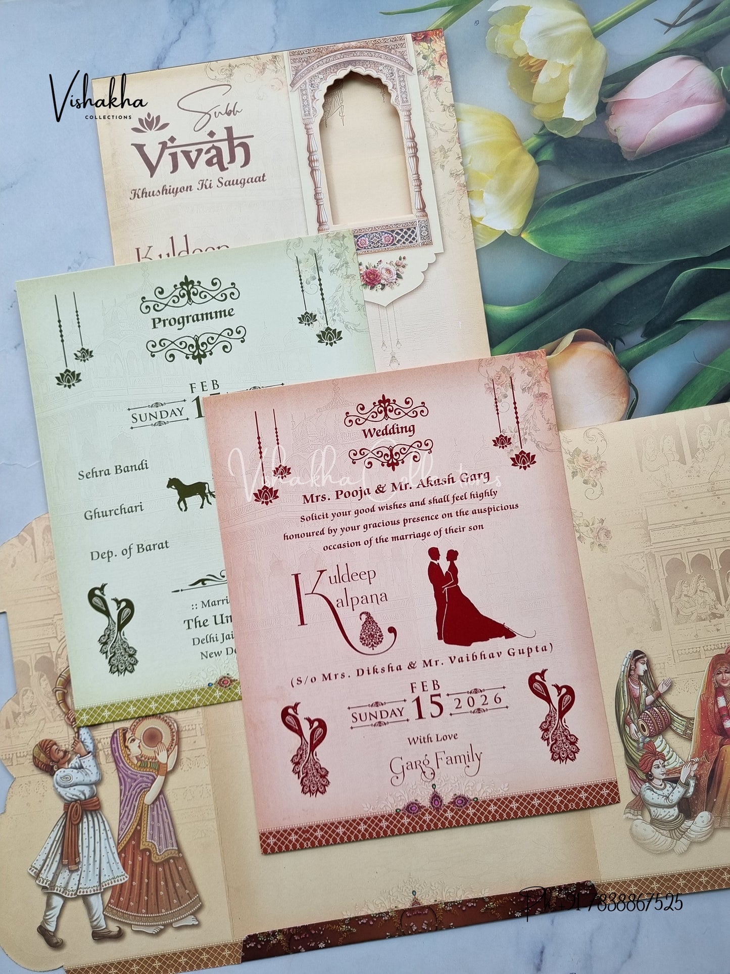 Ganesh Ji Dulah Dulhan Hindu Brown Colored invitation Cards NA-1125-59