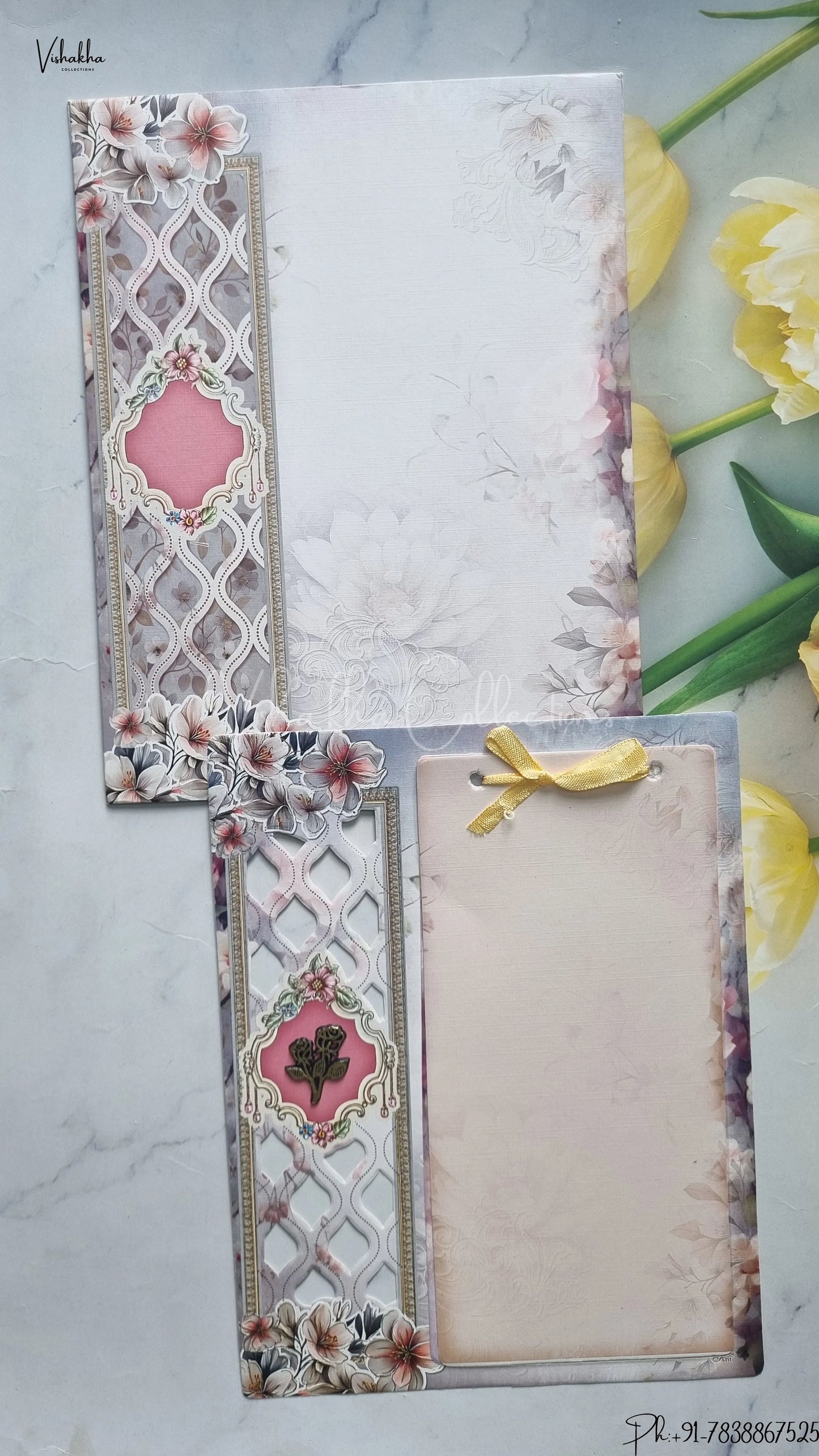 Flower Hindu Muslim Christian Jain Sikh wedding invitation Cards SCH-136