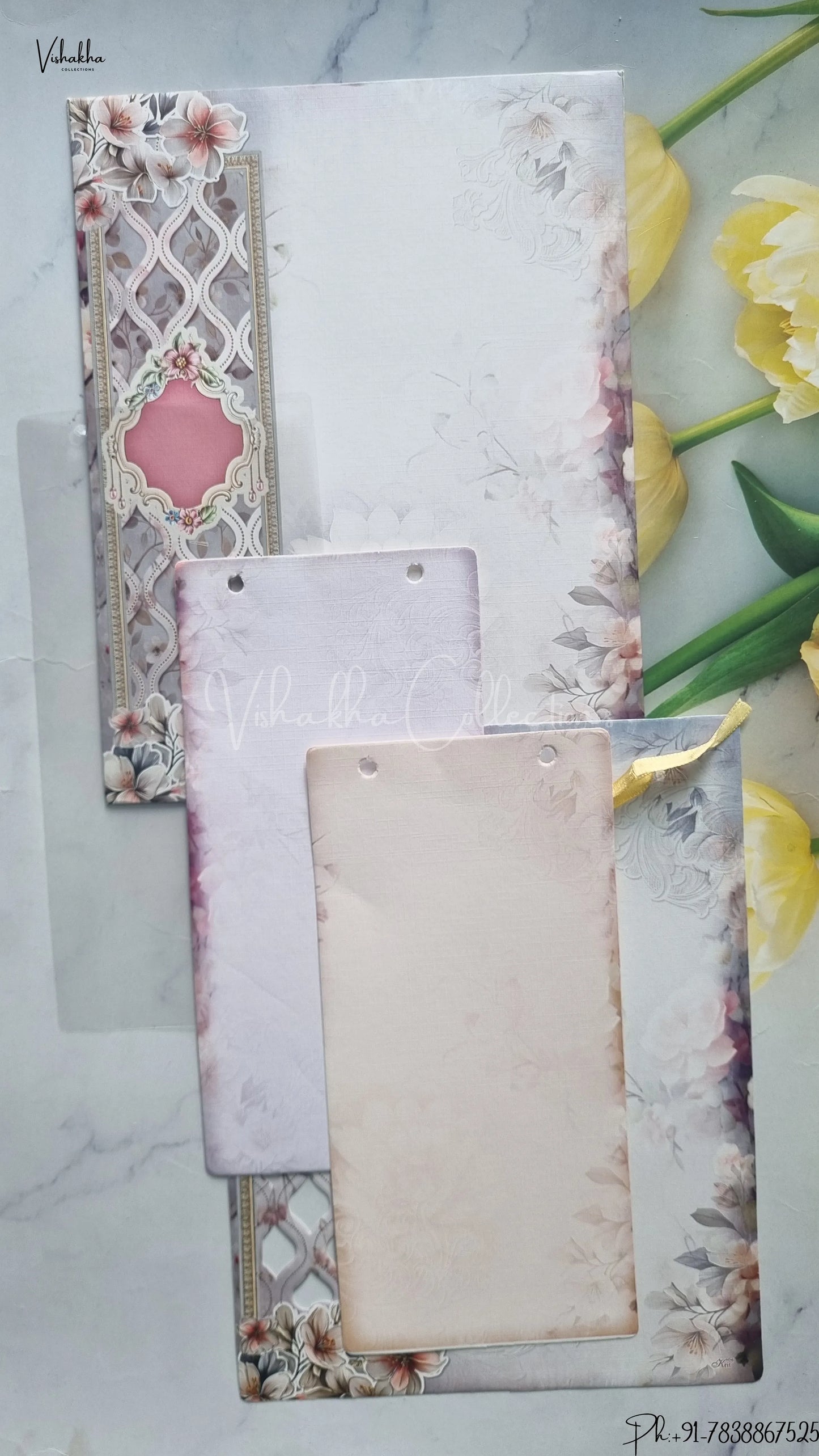 Flower Hindu Muslim Christian Jain Sikh wedding invitation Cards SCH-136