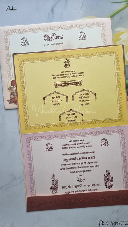 Radha Krishna Ganesh Ji Hindu wedding invitation Cards SCH-158