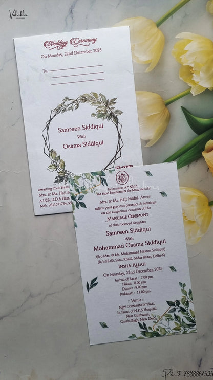 Single Insert Flower Hindu Muslim Christian Jain Sikh wedding invitation Cards SCH-1683