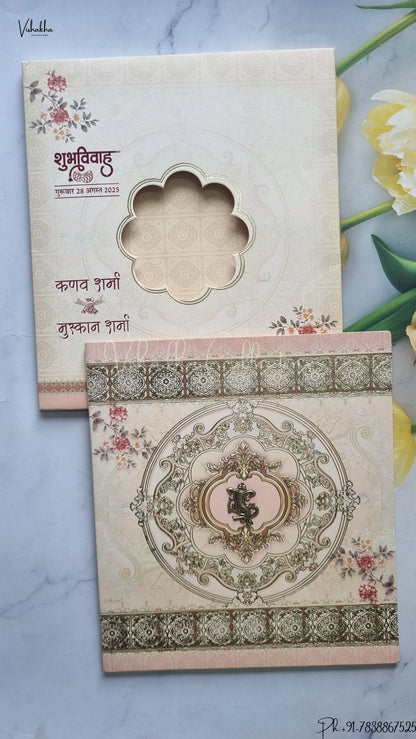 Flower Hindu Muslim Christian Jain Sikh wedding invitation Cards SCH-213
