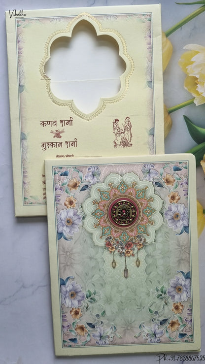 Flower Hindu Muslim Christian Jain Sikh wedding invitation Cards SCH-224