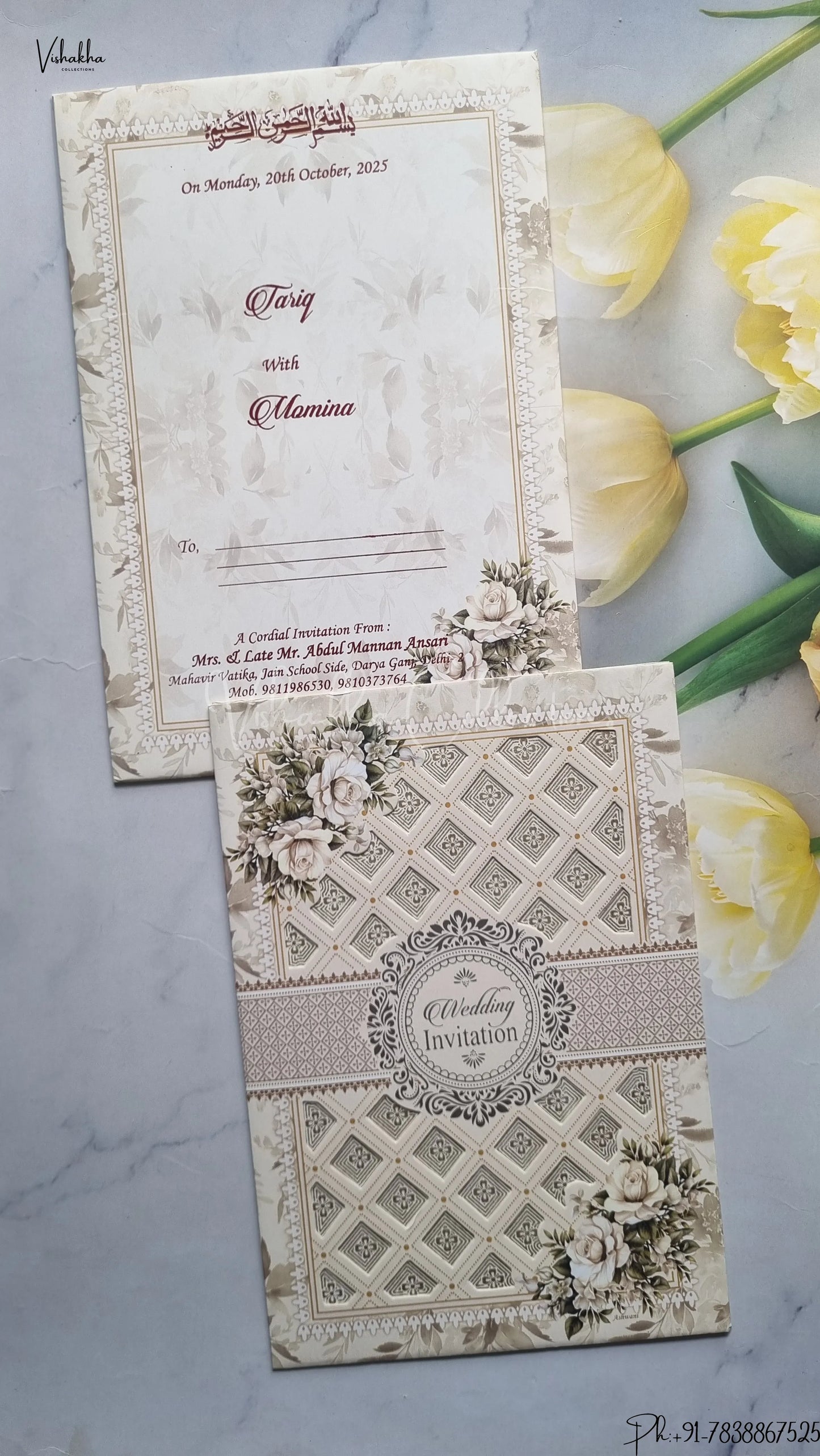 Flower Hindu Muslim Christian Jain Sikh wedding invitation Cards SCH-2313