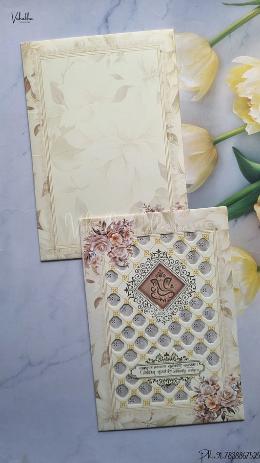 Ganesh Ji Flower Hindu Sikh wedding invitation Cards SCH-2354
