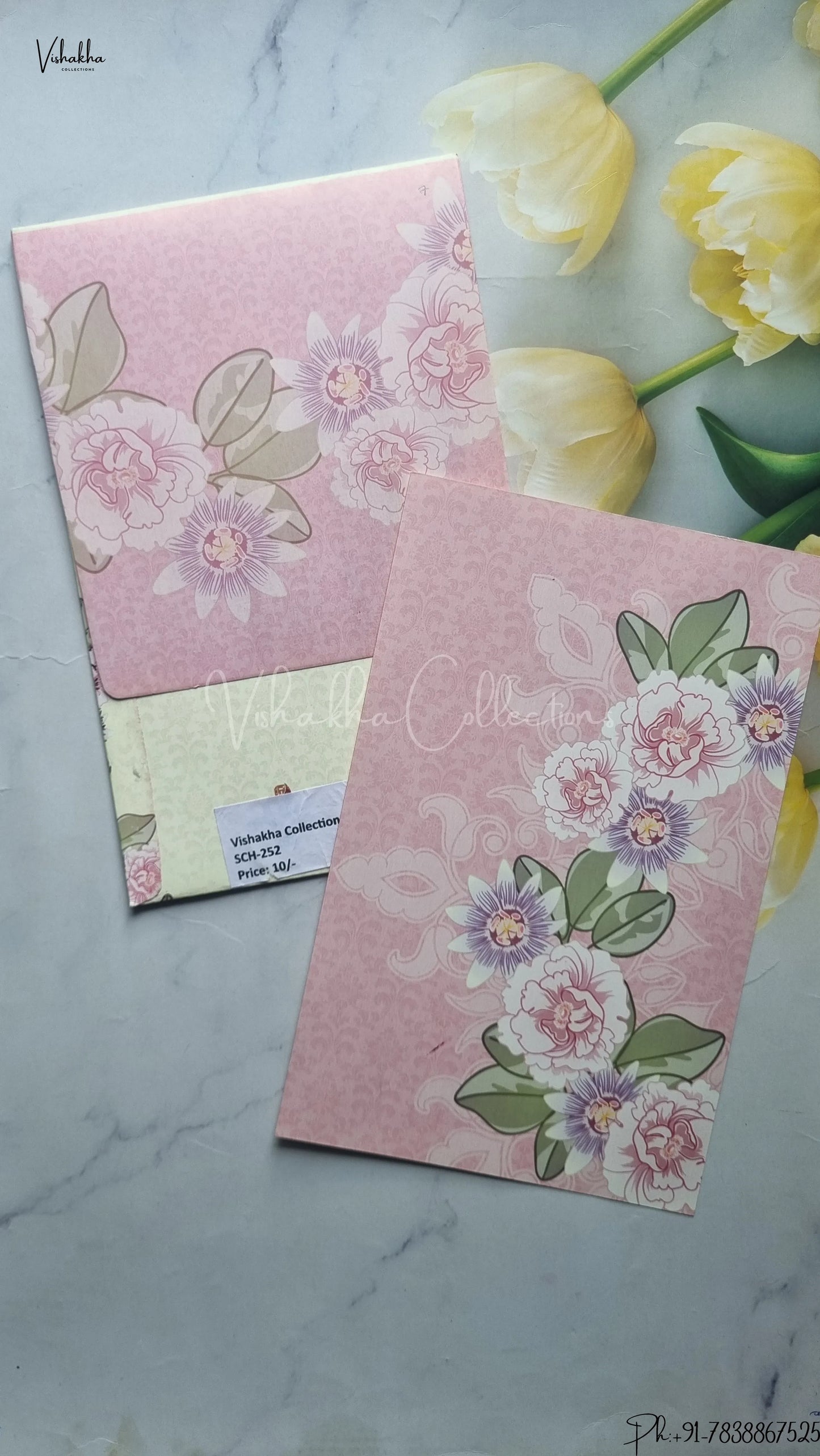 Single Insert Flower Hindu Muslim Christian Jain Sikh wedding invitation Cards SCH-252