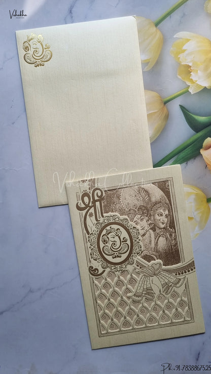 Radha Krishna Ganesh Ji Hindu wedding invitation Cards SCH-322