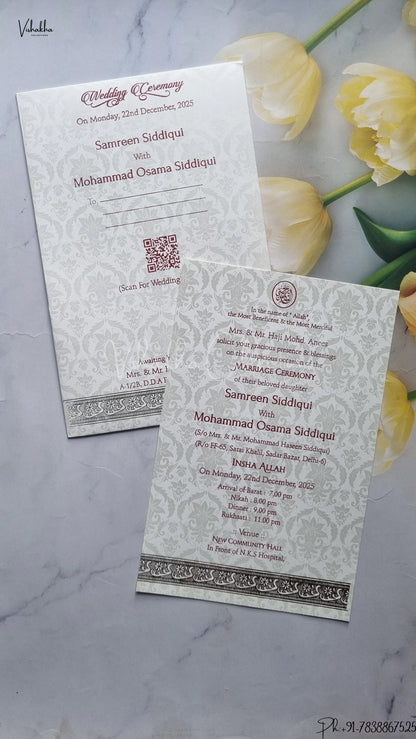 Single Insert Hindu Muslim Christian Jain Sikh wedding invitation Cards SCH-UN002